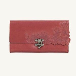 Patricia Nash Terresa Leather Wallet Hand Cut Tooled Pink
